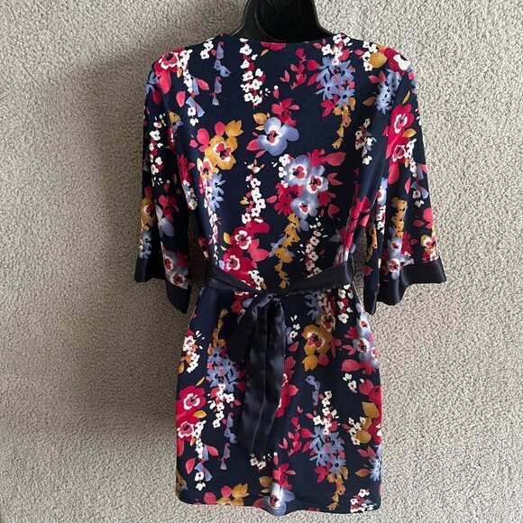 Jaclyn Smith Y2K‎ Floral Babydoll Tunic Top Medium Navy - Picture 8 of 11